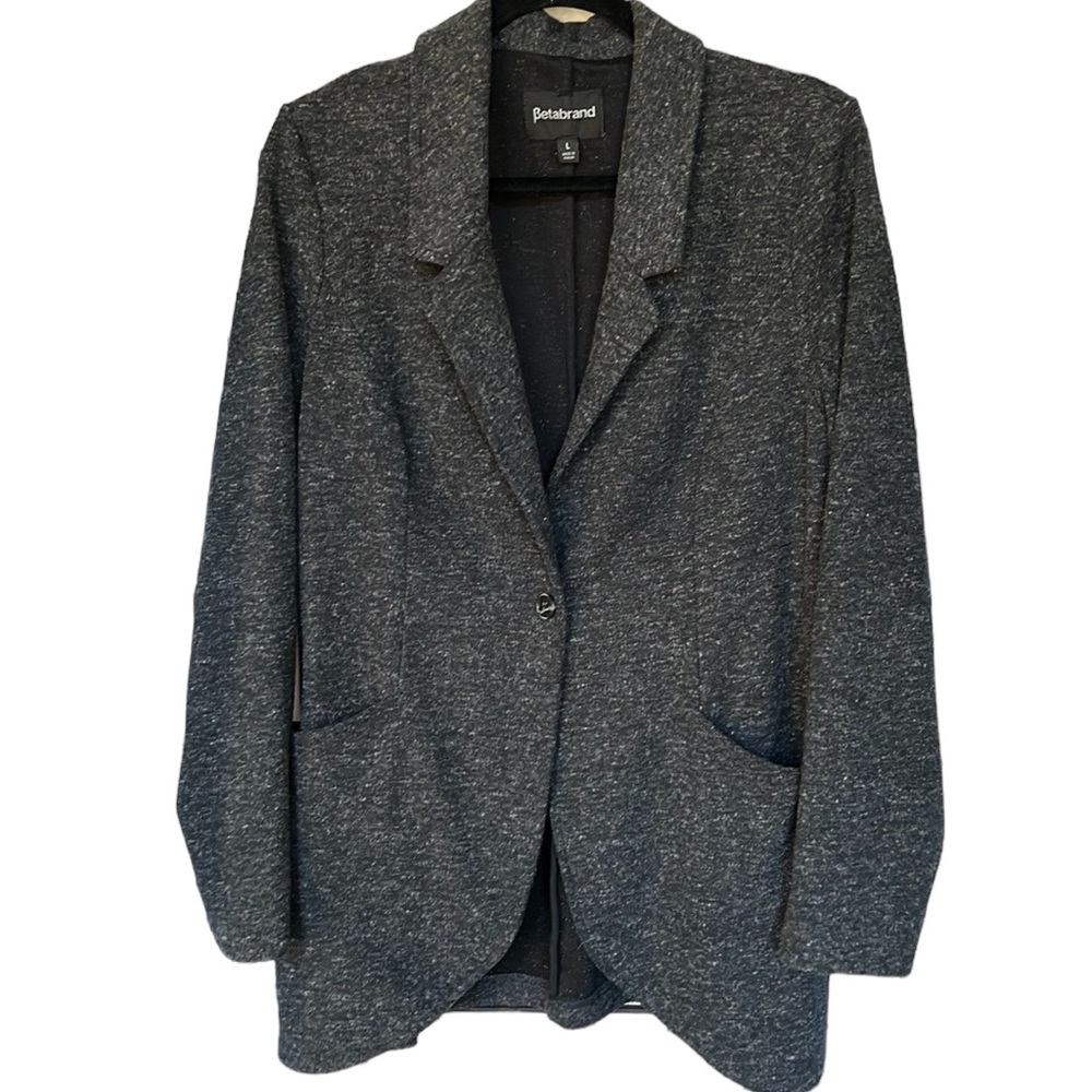 Betabrand Gray Single Button Knit Blazer
